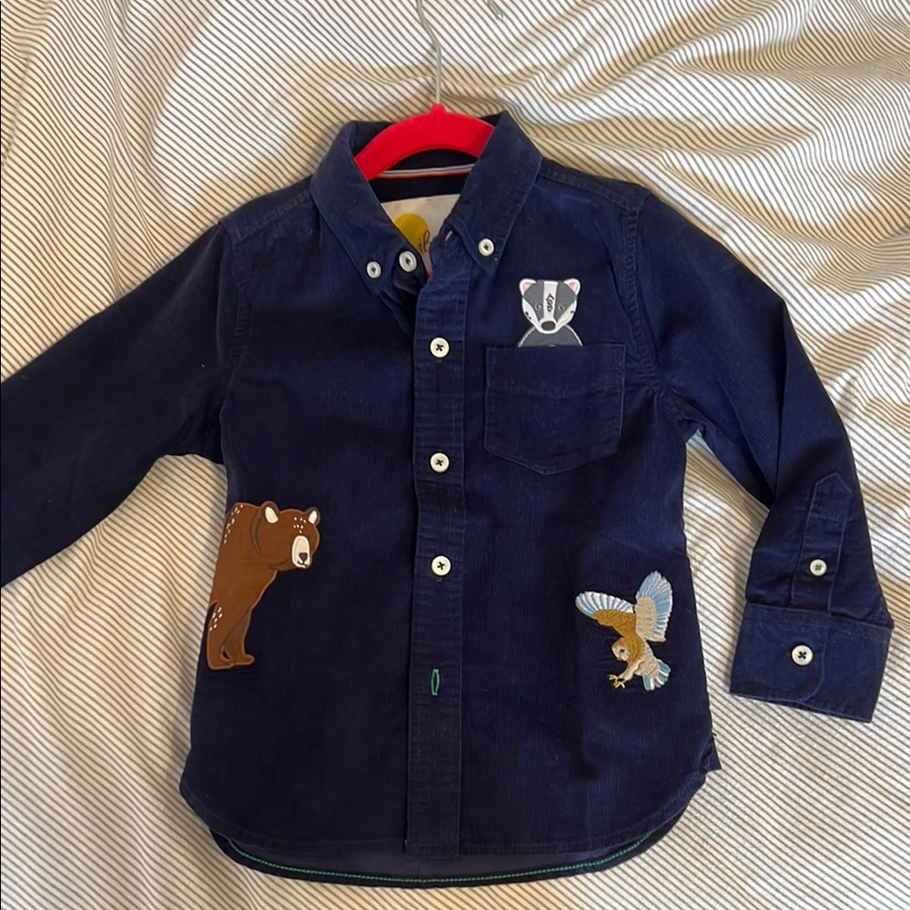Kids Navy Animal Print Shirt